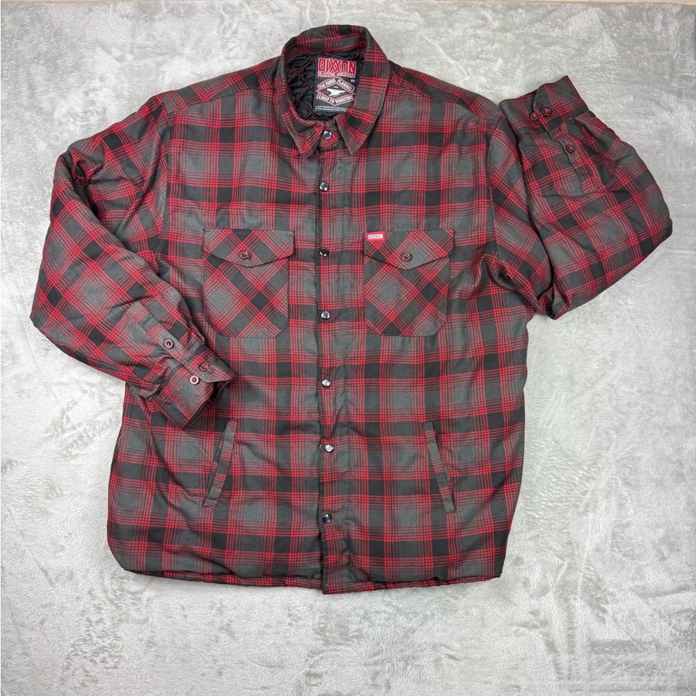 Dixxon Flannel Co Jacket Mens 3XL Forge Quilt Lined Snap Zip Shacket Red Gray